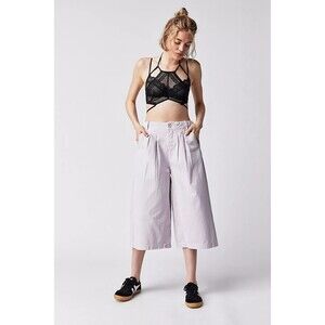 Free People Hard Rain Gaucho Pants High Waisted Wide-Leg Cotton XS NWD 264884